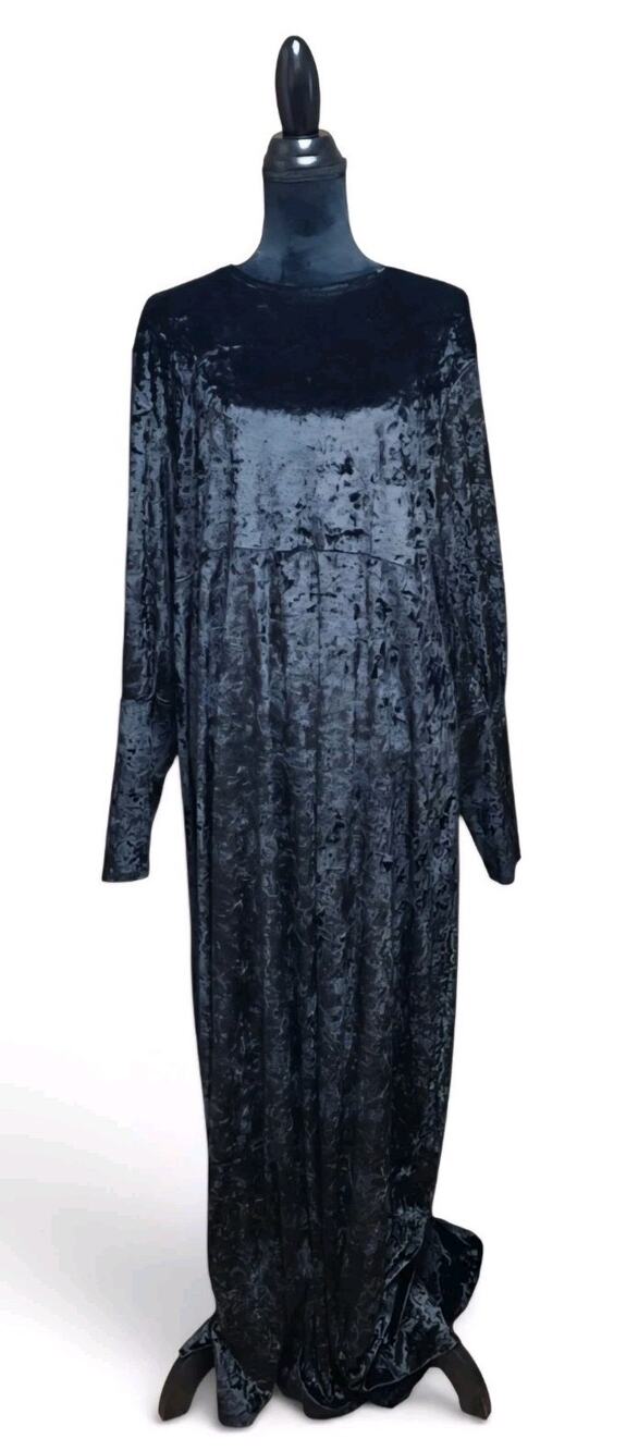 Amal Black Crushed Velvet Gothic Cathedral Long-Sleeve Maxi Dress Plus Size 4X
